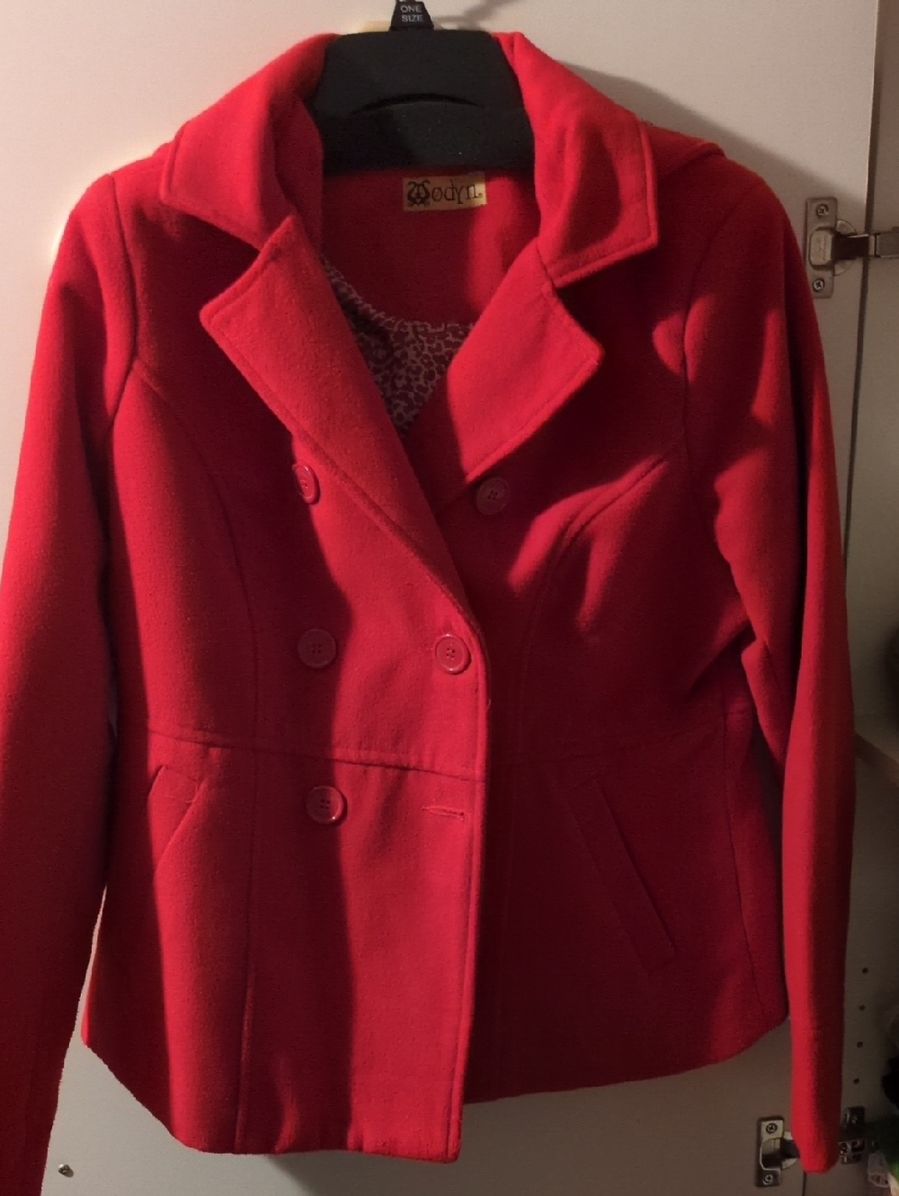 Women's Red Double-Breasted Peacoat